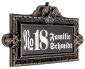 Antique Wall-Sign, Abbildung Lackierung in Schwarz mit Altbronze Patina, Beschriftung mit weißer Lackfarbe