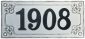 Gusswandschild mit Jahreszahl, Abbildung Lackierung in Weiß, Konturen Antrazit Patina, Jahreszahl in Anthrazit (RAL 7016)