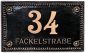 Wandschild mit Hausnummer und Namen | Art.-Nr. 590L | Lackierung in Schwarz mit Altbronze Patina, Zahlen vollflächig Altbronze.
